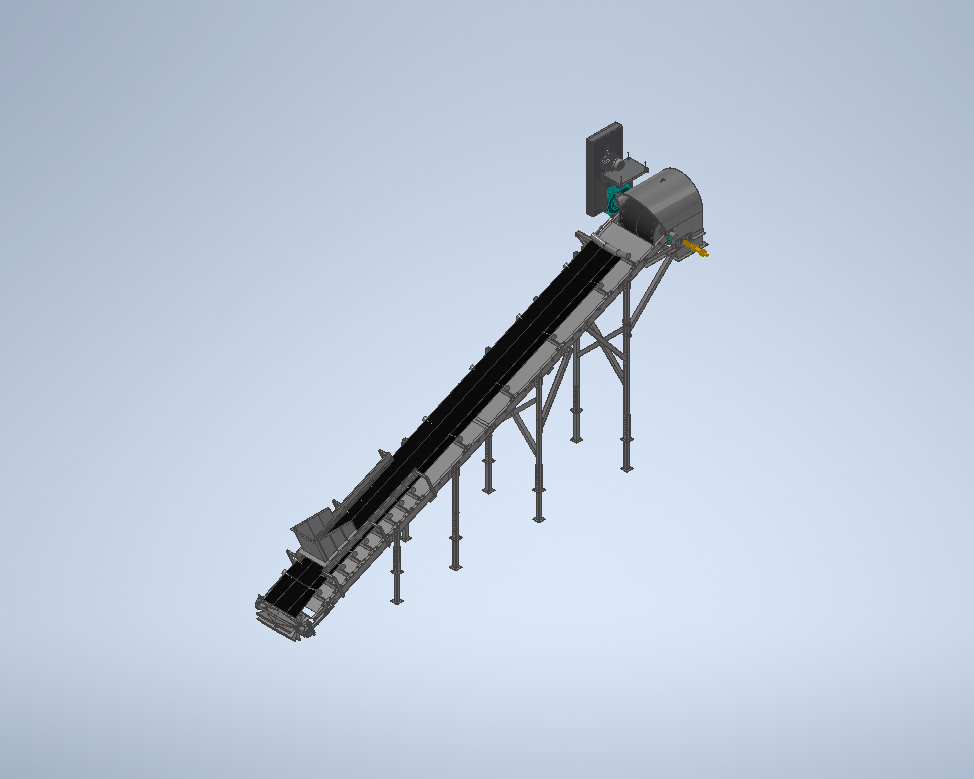 3D model of an inclined belt conveyor